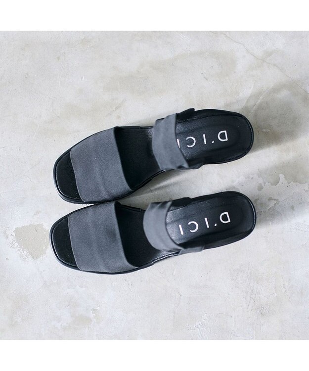 MODE ET JACOMO <D'ICI>ストレッチクロスウェッジサンダル ブラック