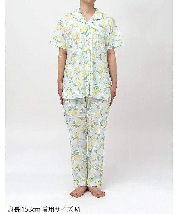 Wing パジャマ 綿100%(本体) 天竺素材 5分袖 半袖 長ズボン レディース EP8046 ウイング／ワコール メロン