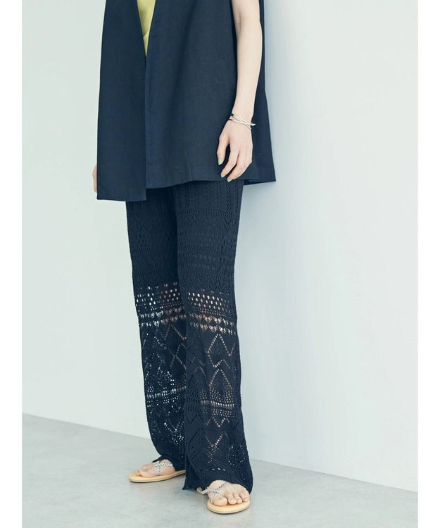 AMERICAN HOLIC 透かし編みニットパンツ Black