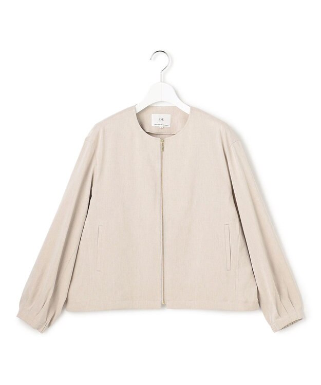 23区 リネンレーヨンストレッチ ノーカラー ブルゾン ベージュ系