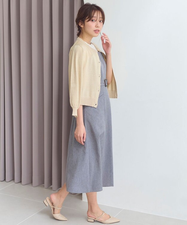 Feroux 【洗える】ラメニットカーディガン ベージュ系