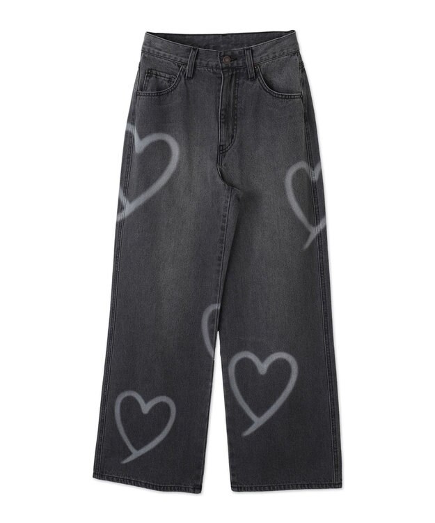 WEGO スプレーペイントストレートデニムパンツ ブラックその他