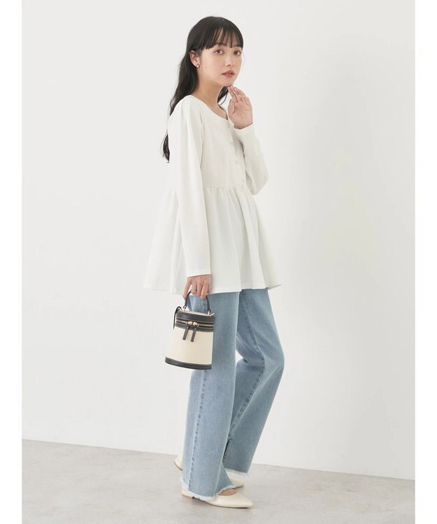 earth music&ecology ペプラムカットプルオーバー Off White