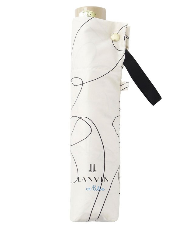 MOONBAT 【新色追加】ランバン オン ブルー 折りたたみ傘 フラワー柄サテンジャガードプリント 簡単開閉 オフホワイト