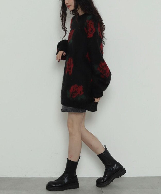 WEGO 【2025年秋冬新作】シャギーパターンニットBIGプルオーバー 柄4