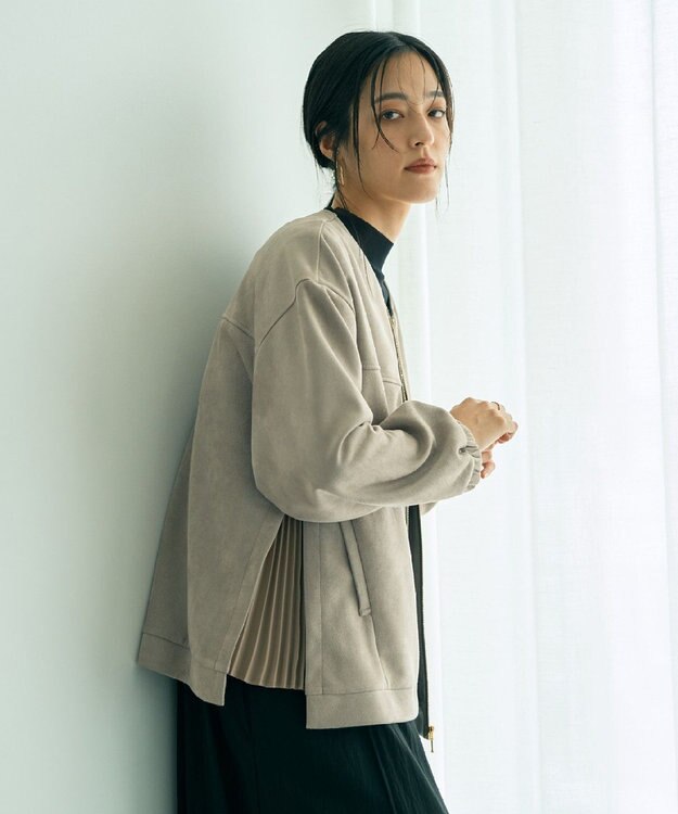 YECCA VECCA サイドプリーツノーカラーブルゾン Mocha
