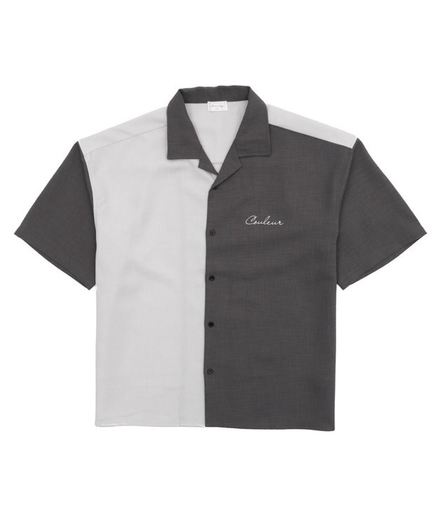 WEGO 【速乾/しわになりにくい/MLサイズ展開】ドライポリカラーブロックシャツ（SS） ダークグレー