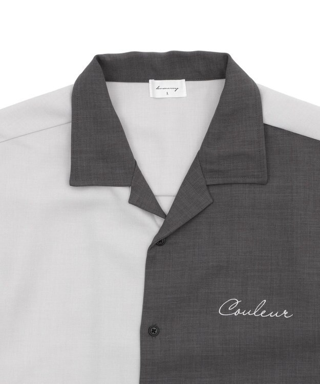 WEGO 【速乾/しわになりにくい/MLサイズ展開】ドライポリカラーブロックシャツ（SS） ダークグレー