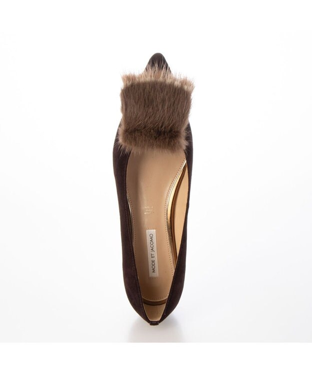 MODE ET JACOMO <MODE ET JACOMO>コンビファー付きフラットパンプス ダークブラウンスエード