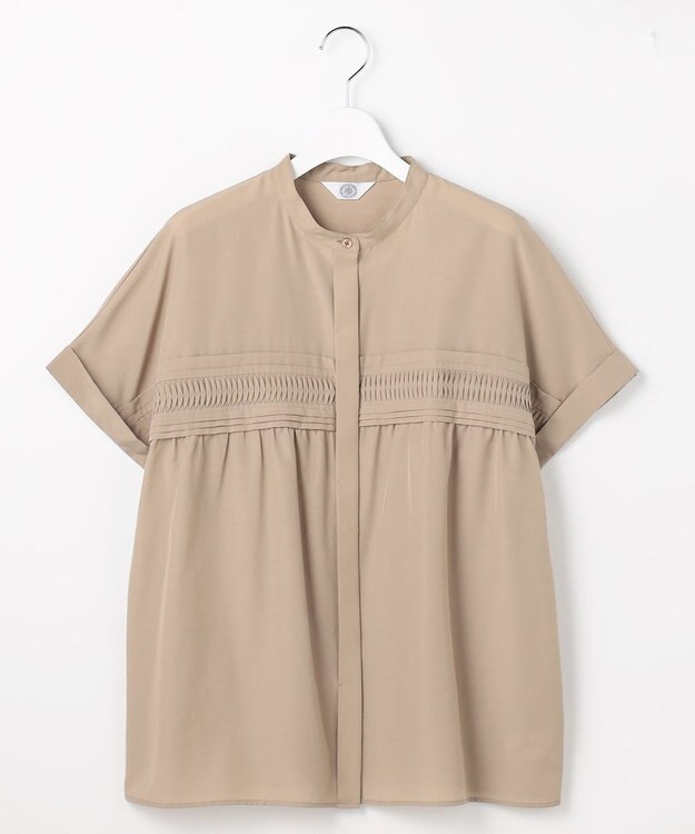 J.PRESS LADIES ソフトシアークロス フレンチスリーブ ブラウス キャメルベージュ系