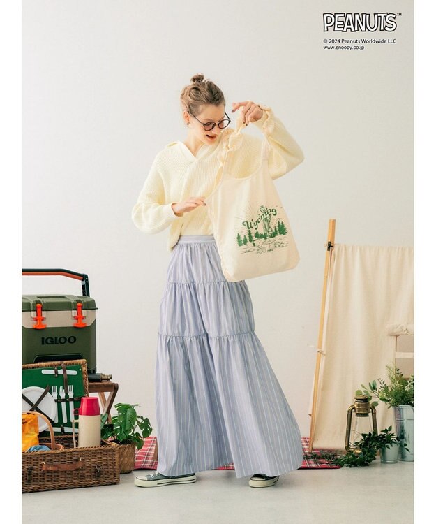 AMERICAN HOLIC ピグメントフリルＢＡＧ／ＰＥＡＮＵＴＳ Ivory