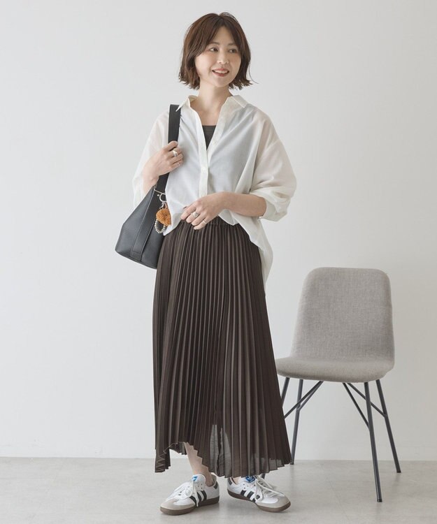 AMERICAN HOLIC 【イージーケア】シアーラウンドシャツ Off White