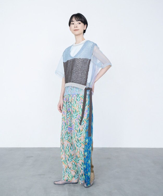 COQ STRATA 和紙ショート丈ベスト スカイブルー