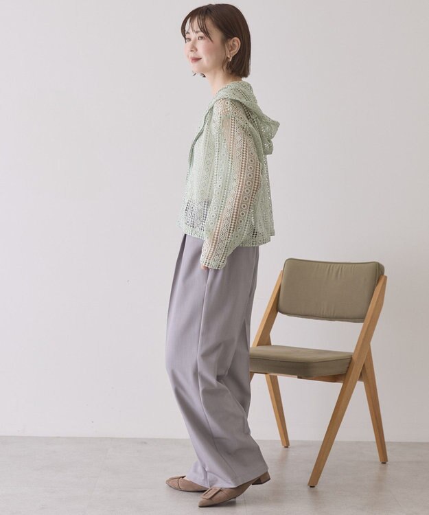 AMERICAN HOLIC 【先行予約】幾何学レースフードシャツ Light Green