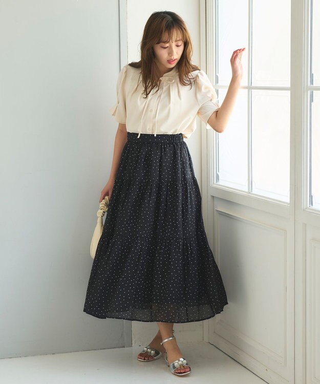 Feroux ドットティアード スカート ブラック系1