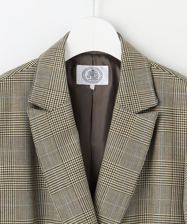 J.PRESS LADIES S モナベールツイル チェック ダブル ジャケット ブラウンチェック系