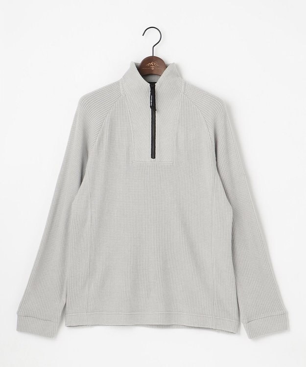 JOSEPH ABBOUD MOUNTAIN 【吸湿発熱/ソフト】ソフトウォームワッフル ハーフジップ カットソー ライトグレー系