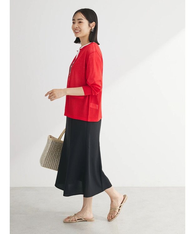 Green Parks 推しニット　クルーネックカーディガン Red