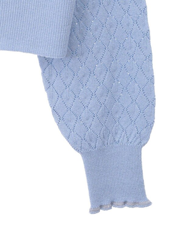 earth music&ecology シアースカラップ透かし編みカーディガン Grayish Blue