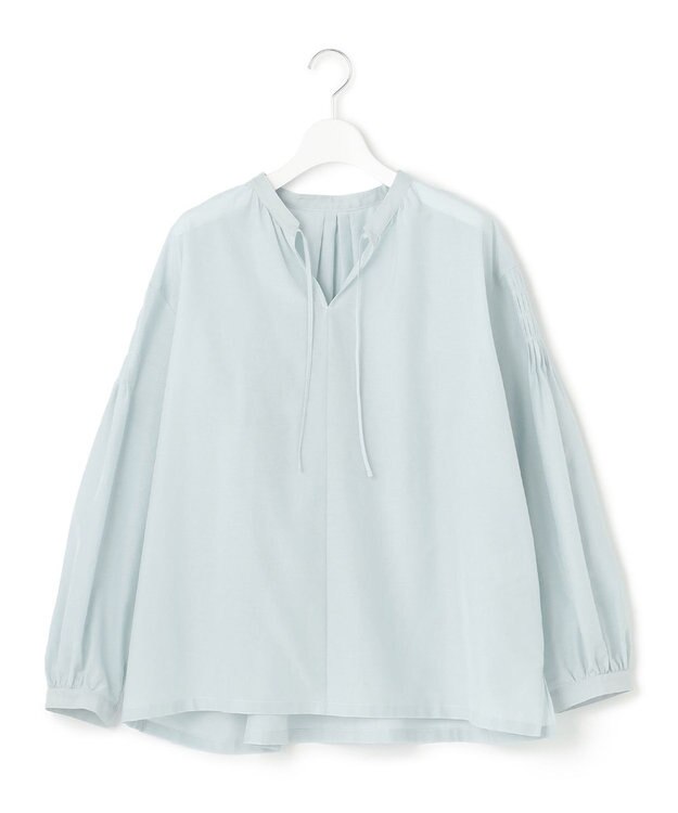 23区 【洗える】コットンシルクローン スキッパー ブラウス スカイブルー系