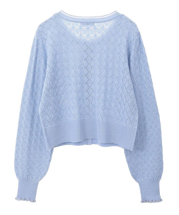 earth music&ecology シアースカラップ透かし編みカーディガン Grayish Blue