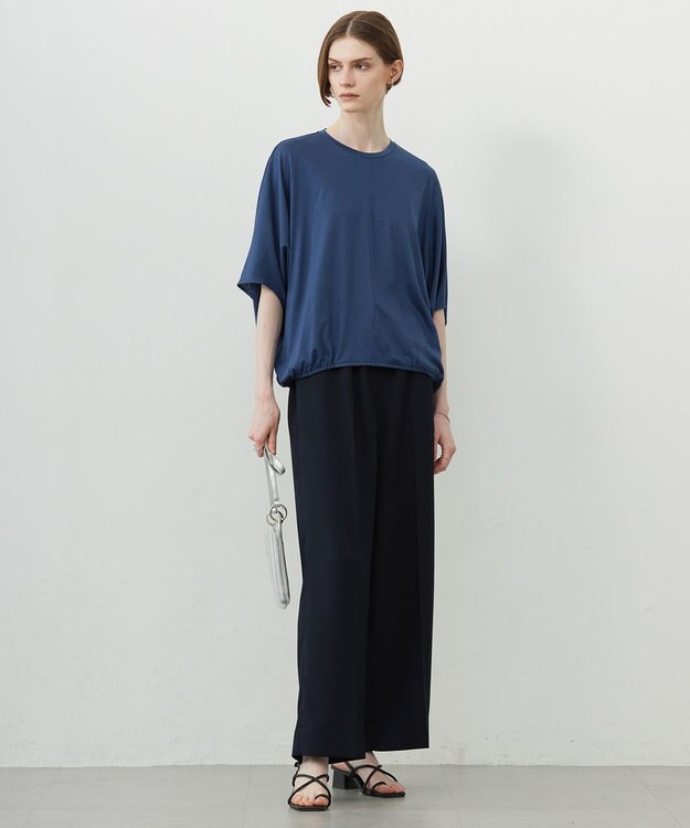 ICB L 【新色追加・UVケア・接触冷感・速乾・防シワ・洗える】 FluidBackSatin  ワイドパンツ ネイビー系