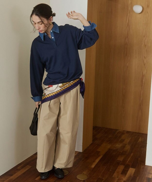 WEGO 【ANGIE VINTAGE】デニム襟スウェット ネイビー