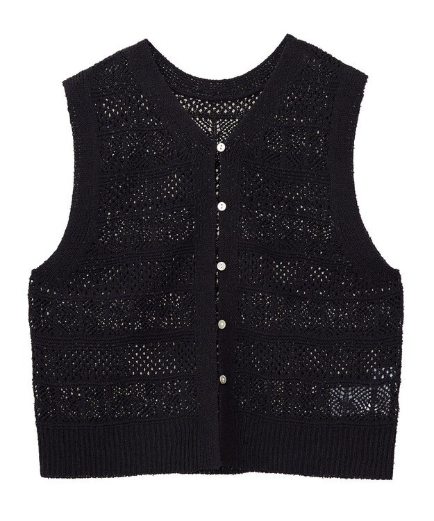 AMERICAN HOLIC 【前後2WAY】レース編みニットベスト Black