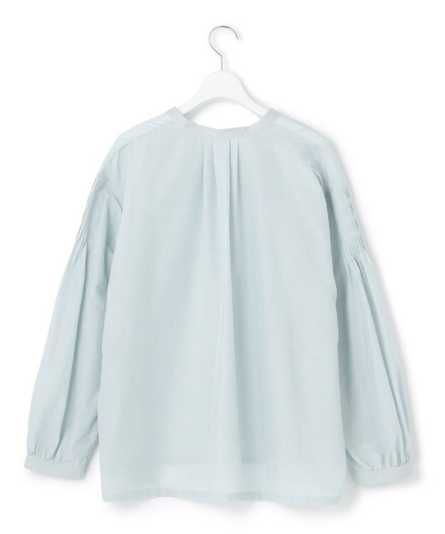 23区 【洗える】コットンシルクローン スキッパー ブラウス スカイブルー系