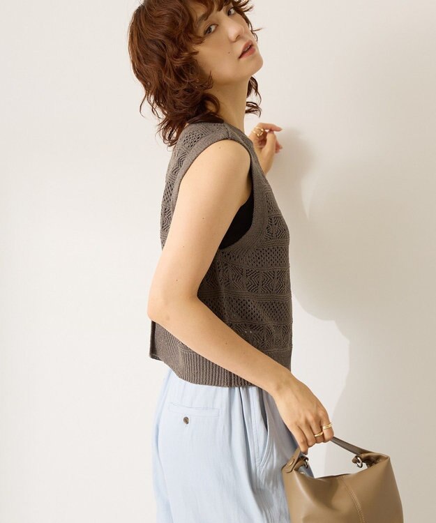 AMERICAN HOLIC 【前後2WAY】レース編みニットベスト Charcoal Gray