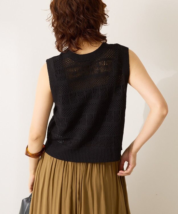 AMERICAN HOLIC 【前後2WAY】レース編みニットベスト Black