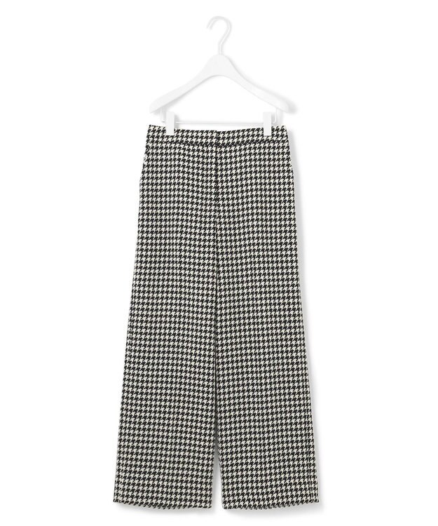 ICB L ハウンドトゥースツイード ワイドストレートパンツ オフホワイト×ブラック系