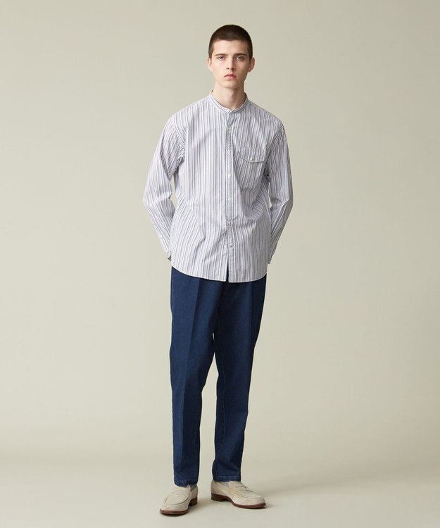 J.PRESS MEN 【ストレッチ】ワンタック ストレッチリングデニム パンツ ネイビー系