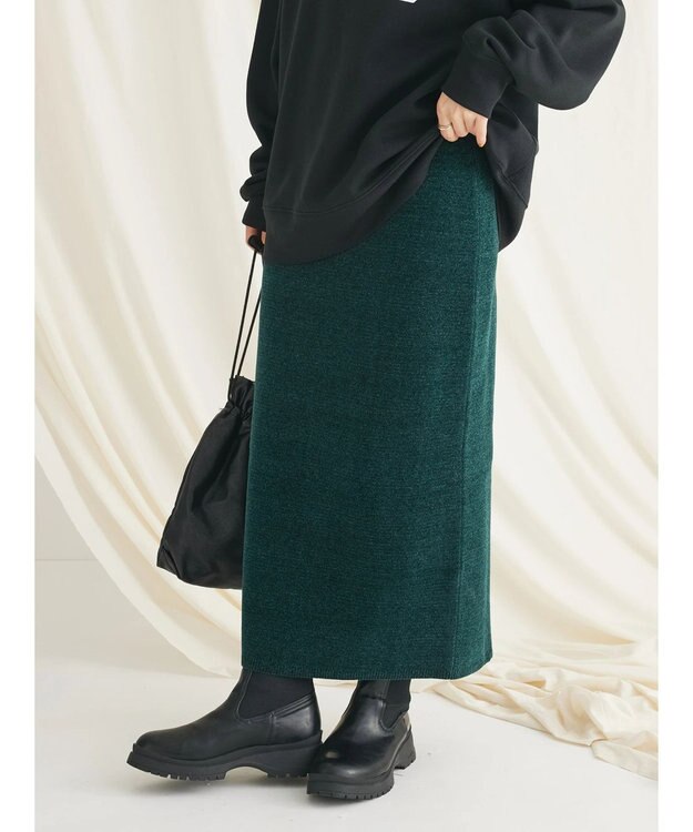 CRAFT STANDARD BOUTIQUE シェニールヤーンニットスカート Green