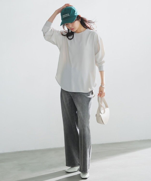 UNFILO L 【UNFILO DENIM/新色追加】撥水ストレッチ ルーズワイドデニム アッシュグレー