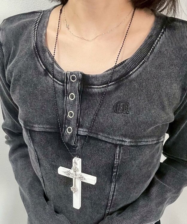 WEGO LMIXウッドクロスネックレス ホワイト