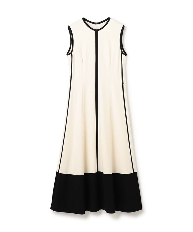 GRACE CONTINENTAL 配色ポンチフレアワンピース ホワイト