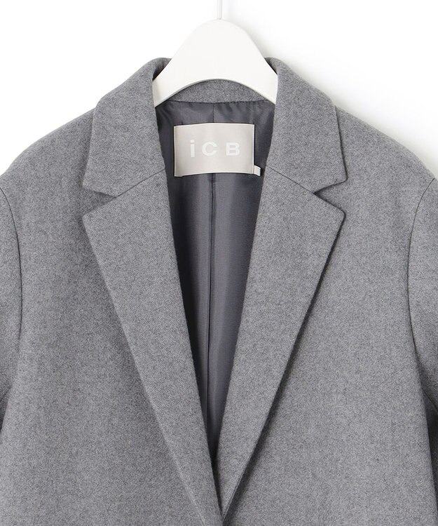 ICB ウールライトメルトン チェスターコート ライトグレー系