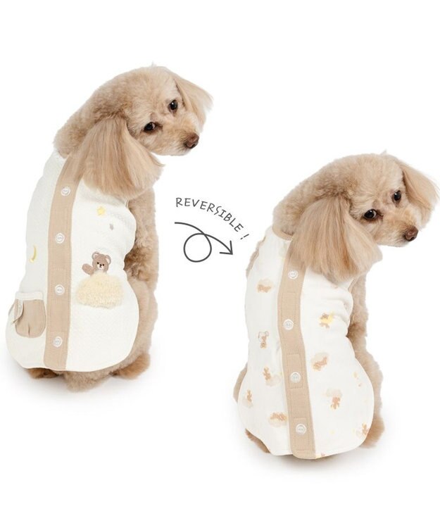 PET PARADISE ペットパラダイス くまさん やさしいベスト 《おやすみ柄》 小型犬 オフホワイト