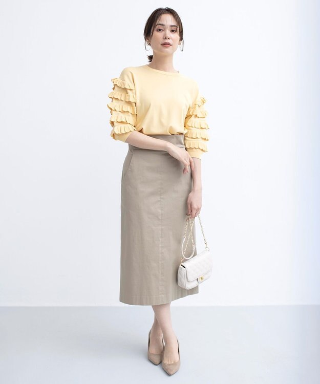 組曲 S 【WEB限定カラーあり】MINA 袖フリルニットプルオーバー イエロー系9