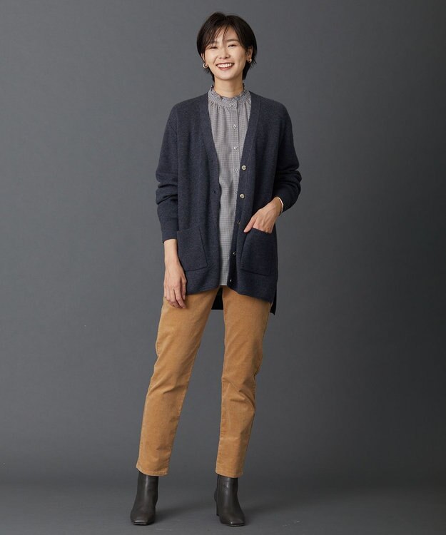 J.PRESS LADIES 【洗える】SEMI WORSTED カーディガン グレー系