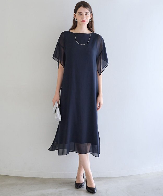 23区 S 【APPLAUDIR】シフォンジョーゼット コンビドレス ネイビー系