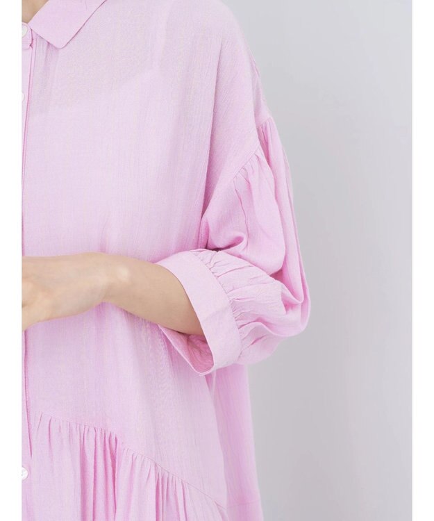 earth music&ecology レーヨンストライプワンピース Pink