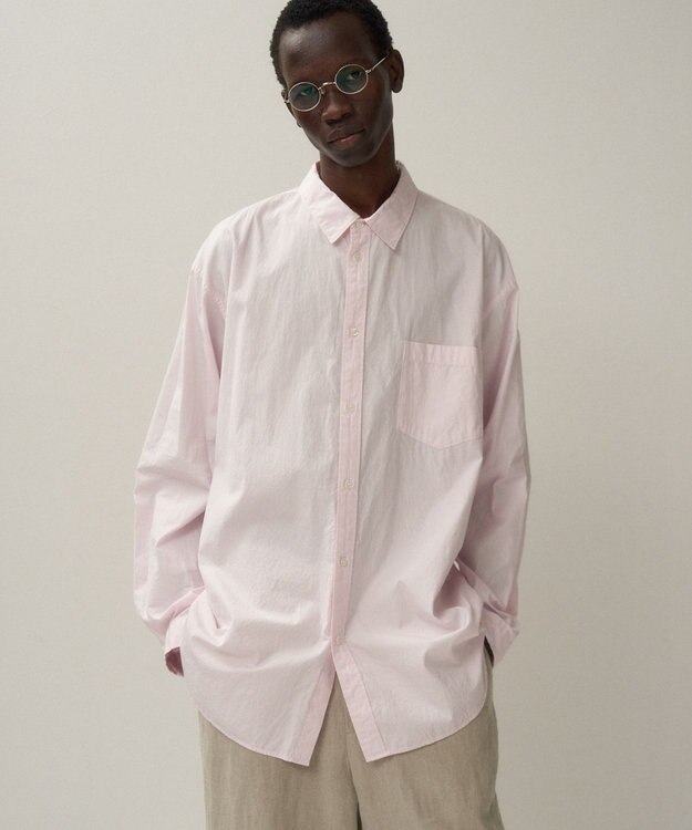 ATON GIZA BROAD | ウォッシュドシャツ - UNISEX PINK