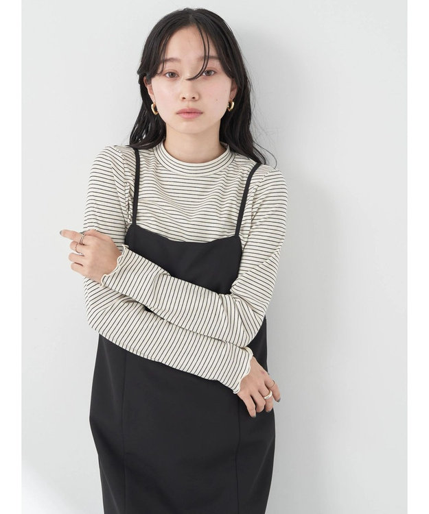 earth music&ecology マイクロボーダーリブプルオーバー Off White