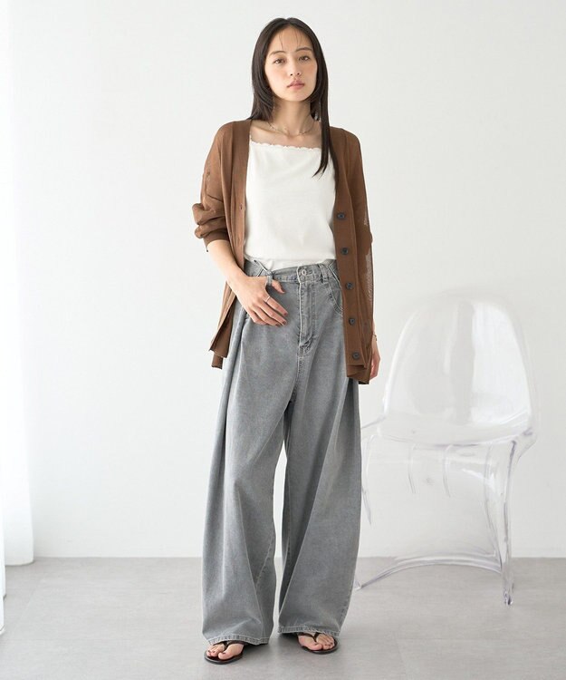 earth music&ecology カップ付レースキャミソール Off White
