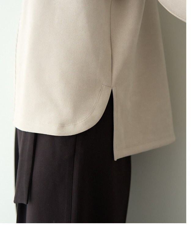 YECCA VECCA フェイクスエードデザインステッチプルオーバー Gray Beige