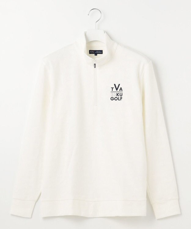 23区GOLF 【MEN】【吸湿発熱】クラブ柄 ハーフジップ ホワイト系