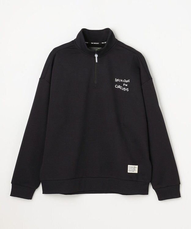 PW CIRCULUS 【MEN】ハーフジップ 裏毛スウェットトップス ゴルフ ブラック系