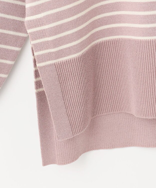 ANY SIS 【洗える】サイドスリット ニット ピンク×アイボリー